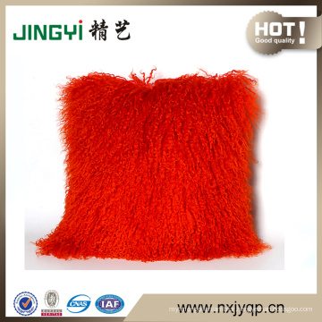 Dyed Decorative Long Hair Mongolian Lamb Fur Cushion